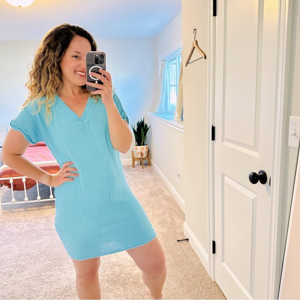 NWT s’edge Blue Gauze Mini Dress Small